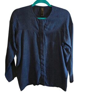 ZERO + MARIA CORNEJO DENIM BLUE TOP SIZE 4 OVERSIZED LONG SLEEVE BUTTON FRONT
